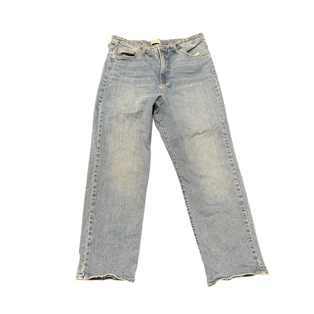 Crown & Ivy Women's Blue High-Rise Vintage Straight Denim Jeans Size 16